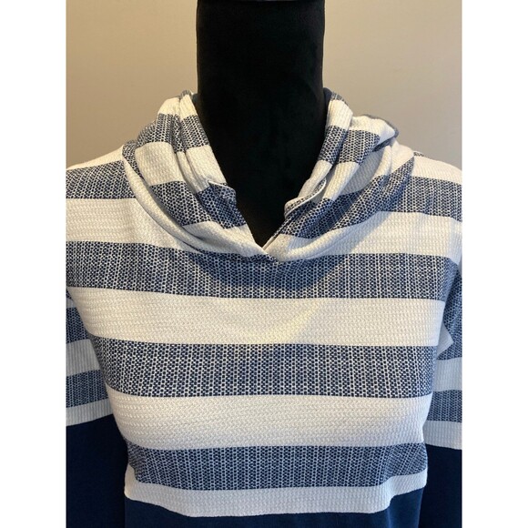 Hooded Sweatshirt Hoodie Womans Color Block Navy White Stripes Plus Size 2XL - Picture 4 of 10